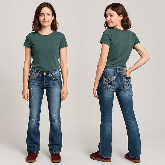 🔥👖 VIGOSS Women’s New York Bootcut Low Rise Jeans - Size 1/2 🎶✨ - Picture 4 of 16